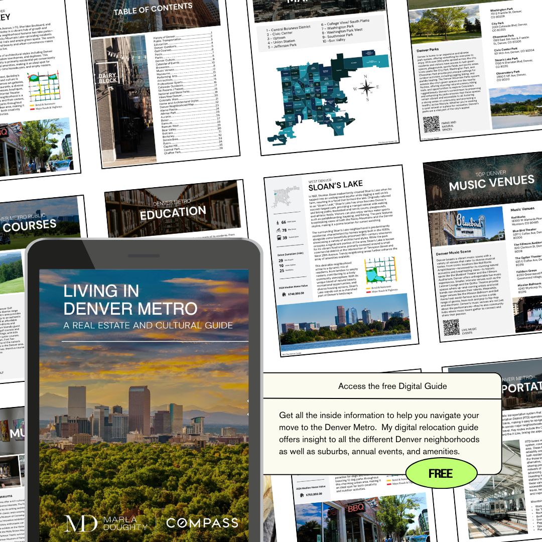 Mockup of Marla Doughty's printed Denver Relocation Guide
